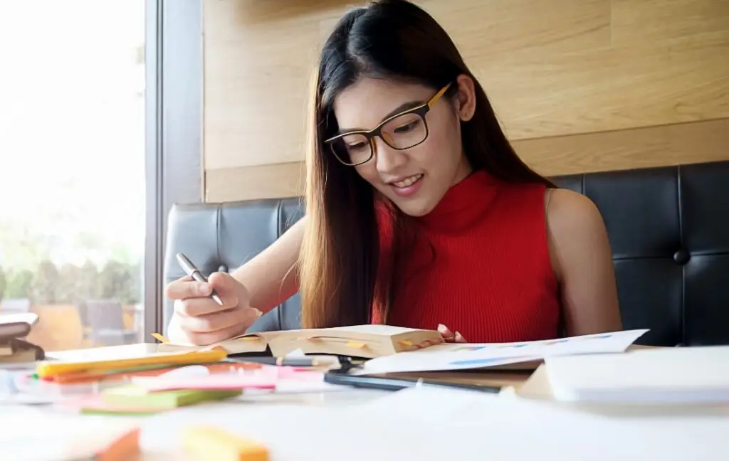 Student learning at a desk